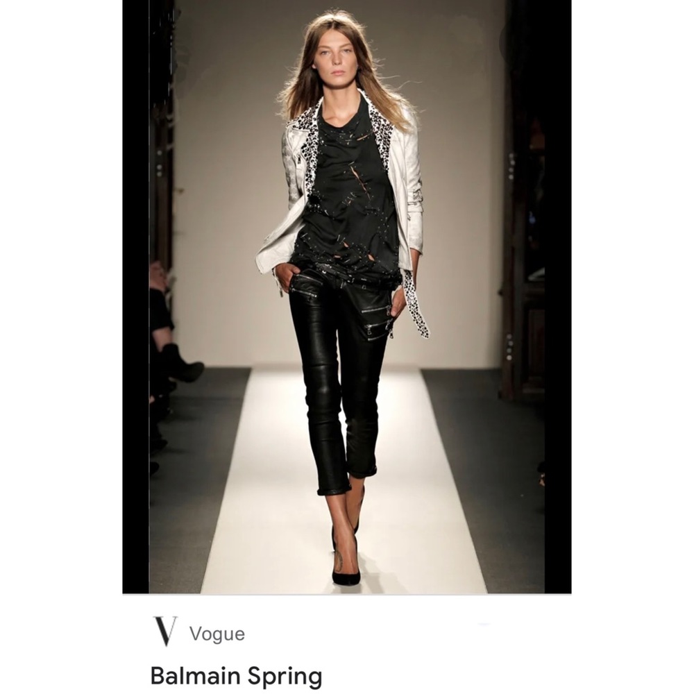 Studded Spike Distressed Frayed Denim Jean Moto Jacket - Picture 9 of 9